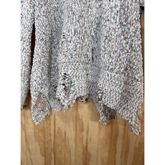 POL Distressed Confetti Knit Hooded Pullover Sweater Cottagecore Boho Chunky M - Picture 5 of 14